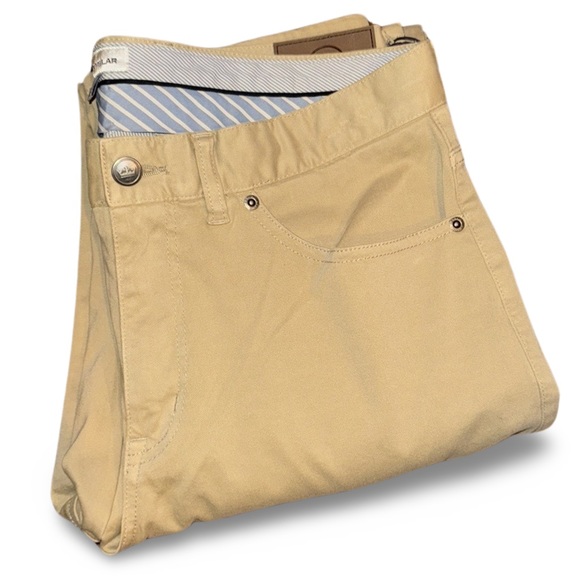 Peter Millar Ultimate 5-Pocket Straight Leg Sateen Pants Beige / Khaki - Picture 8 of 14
